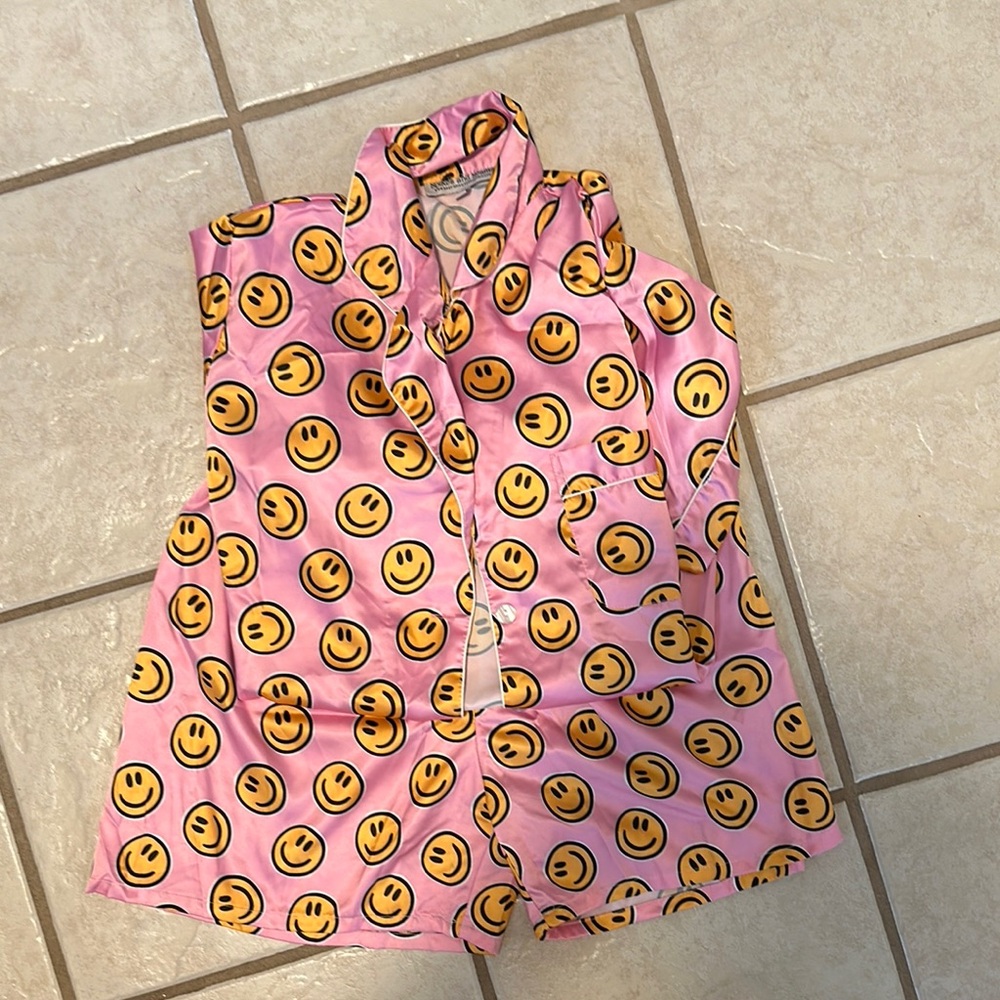 Pink Smiley Face Pajama Set